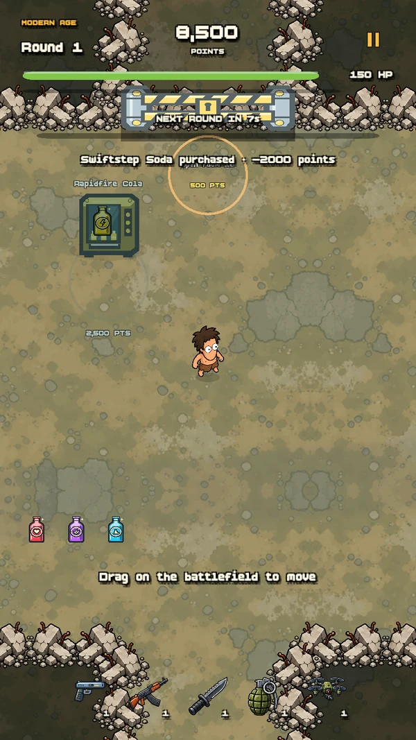 Survival HUD with three equipped drink perks and connected rooms